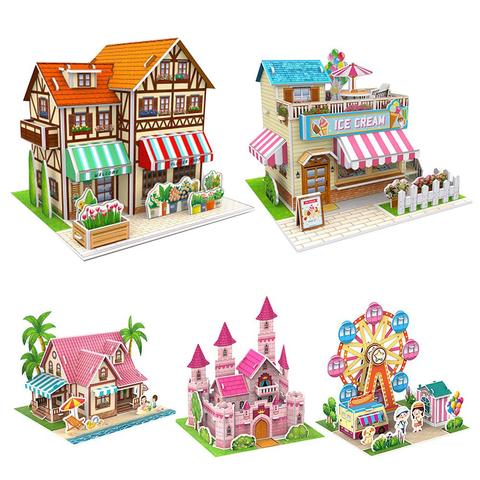 Puzzle tridimensionnel en 3D, blocs de construction de maisons faits à la main, jouets pour enfants, cadeau artisanal interactif Parent-enfant ► Photo 1/6