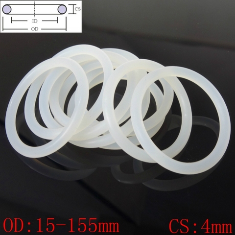 Joints toriques en caoutchouc de silicone blanc de qualité alimentaire, Section de rondelle 4mm OD 15-155mm ► Photo 1/4