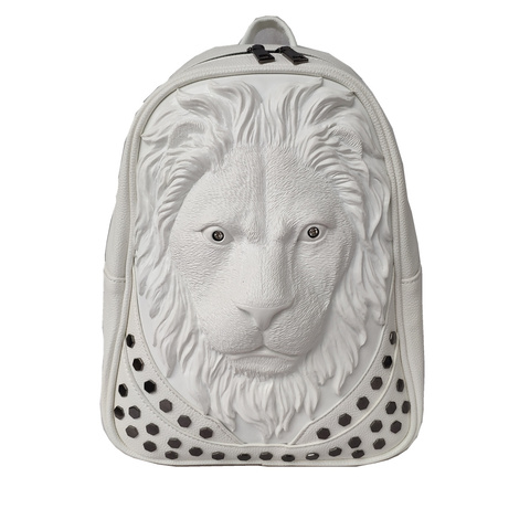 3D en relief tête de Lion Gother femmes petit sac à dos en cuir PU mochila femme sac à bandoulière pour fille école sac à dos sac à main ► Photo 1/6