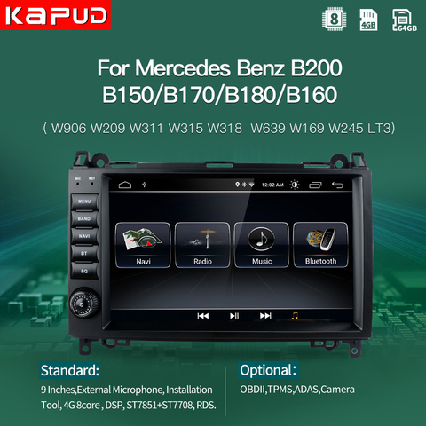 Kapud multimédia Auto Radio récepteur stéréo Android navigation pour Mercedes Benz B200 W169 W245 W639 Viano Vito DSP Gps DVD ► Photo 1/6