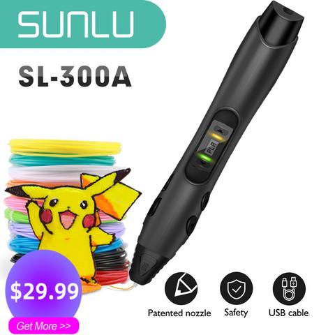 Stylo magique 3D noir SL-300A, Support de Filament ABS/PLA/PCL, 1.75mm, pour dessin d'enfants, température réglable ► Photo 1/6