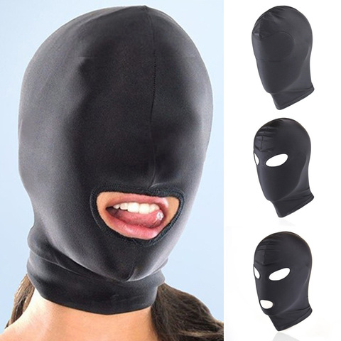 Nouveauté 1/2/3 trou hommes femmes adulte Spandex cagoule bouche ouverte visage oeil tête masque Costume esclave jeu jeu de rôle ► Photo 1/6