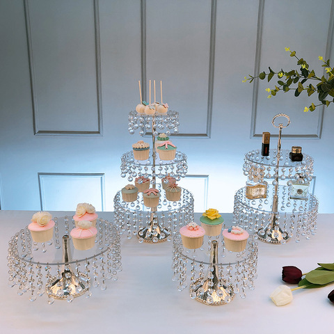 Assiettes à gâteaux multicouches en acrylique, cristal, décoration de Table à Dessert mariage, support à cupcakes transparent ► Photo 1/5