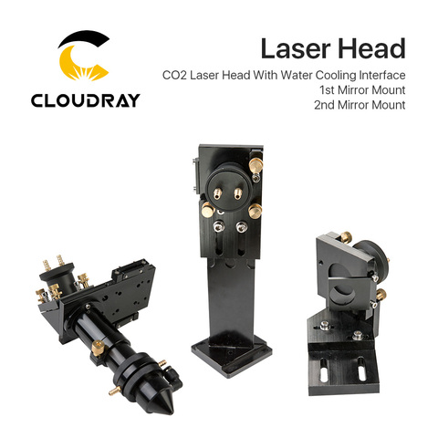 Cloudray – ensemble de tête de Laser CO2 avec Interface de refroidissement d'eau, miroir Dia. 30/lentille Dia. Support de montage intégratif 25 FL 63.5 & 101.6 ► Photo 1/6