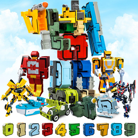 Assemblage de blocs de construction jouets éducatifs Figure d'action nombre de Transformation Robot déformation Robot jouet pour enfants ► Photo 1/6