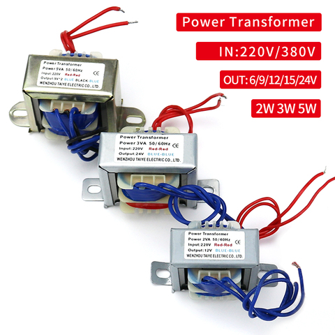 Mini transformateur électrique EI AC-AC 220V, entrée 6V 9V 12V 15V 24V, double transformateur électronique 2W/VA ► Photo 1/6