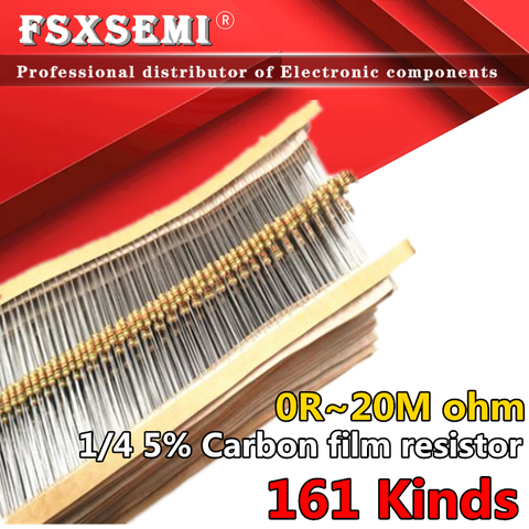 100 pièces 1/4W Résistances à Couche de Carbone 5% 0R ~ 20M 1R 10M 10R 47R 100R 220R 1K 10K 4K7 100K 560K 1M 3M3 ohm Couleur Résistance Annulaire ► Photo 1/5