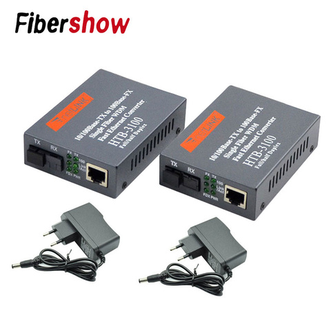 1 paire convertisseur de média HTB-3100 Fiber optique monomode Fiber unique SC Port 20 KM alimentation externe 10/100 M ► Photo 1/6