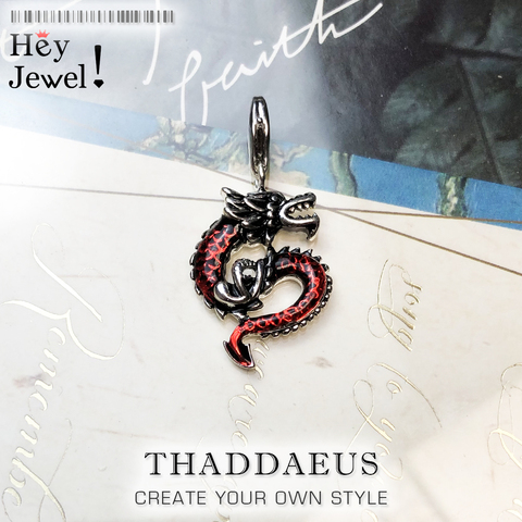 Chaude 925 en argent Sterling rouge Dragon pendentifs à breloque idéal pour bracelet collier 2022 printemps flambant neuf Vintage cadeau pour les femmes hommes bijoux ► Photo 1/6