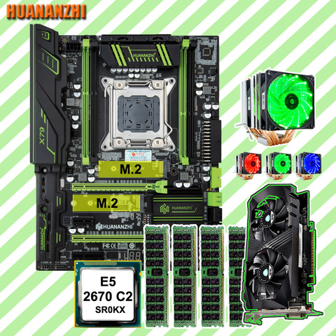 HUANANZHI – carte mère X79 Pro avec double emplacement M.2 NVMe, processeur Xeon E5 2670 C2 6 tubes de refroidissement, RAM 32 go (4*8 go), carte vidéo GTX1050Ti 4G ► Photo 1/1