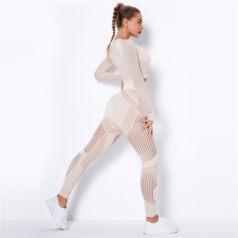 Évider sans couture Yoga ensemble Sport tenues femmes noir deux 2 pièces haut court soutien-gorge Leggings entraînement costume de Sport Fitness Sport ensembles ► Photo 1/6