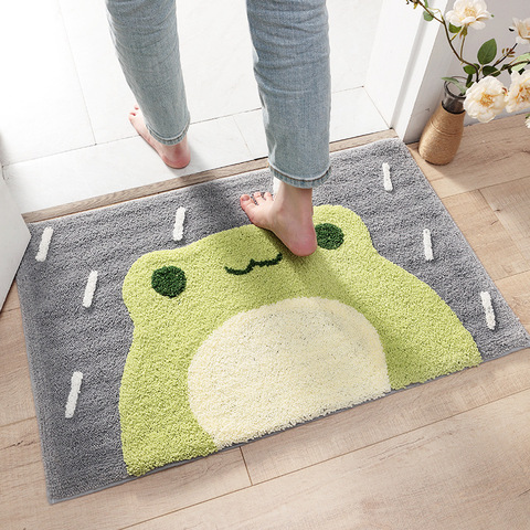 Tapis de bain à base de grenouille et d'ours, absorbant, antidérapant, pour porte de salle de bains, en Fiber Super douce, pour décoration d'intérieur ► Photo 1/6