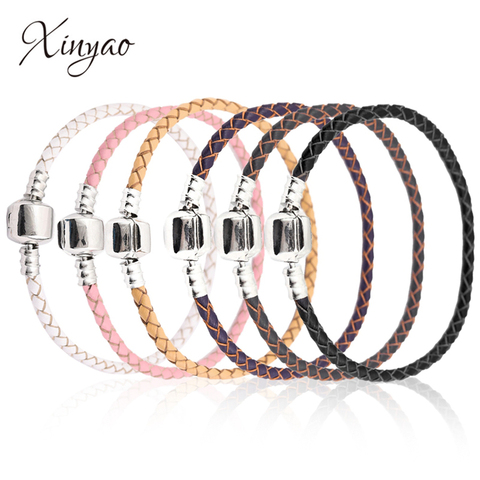 Xinyao – Bracelet à breloques en cuir pour femmes, 12 couleurs, 16-20cm, perles originales, conception de marque, bricolage, livraison directe ► Photo 1/6