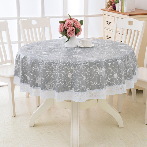 Nappe de Table ronde en plastique PVC, textile de maison, Style fleur, pastorale, couverture de Table de cuisine, imperméable à l'huile ► Photo 1/5