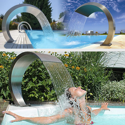 Fontaine d'eau de piscine en acier inoxydable, cascade 60x30x45.5cm, robinet décoratif ► Photo 1/6