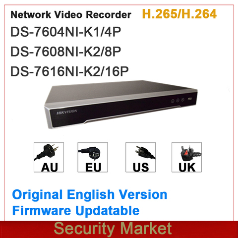 Hikvision — Enregistreur vidéo en réseau, version anglaise original, plug&play integré, 4, 8 ou 16 canaux, NVR DS-7604NI-K1 4P, DS-7608NI-K2 8P et DS-7616NI-K2 16P ► Photo 1/1