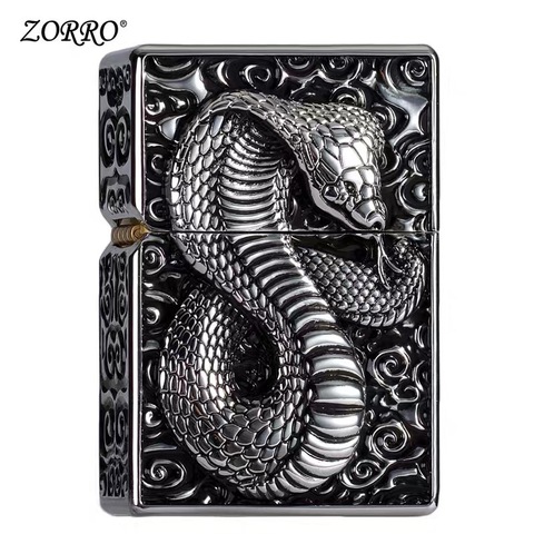 Briquet à essence en silex pour homme, briquet à essence, Kerosene tout métal lourd, armure de soulagement du serpent, gadget de fumeur Super Cool ► Photo 1/6