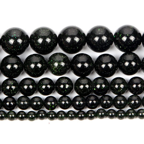 Perles rondes en pierre naturelle vert lisse, pour la fabrication de bijoux, pour la couture, 15 ''brin 4/6/8/10/12 MM ► Photo 1/5