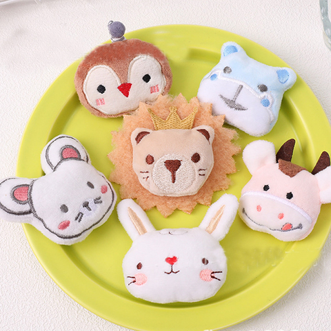 Patchs en tissu peluche dessin animé, 10 pièces/lot, appliques rembourrées kawaii lapin/vache/lion, couvre-chef d'enfants, accessoires de vêtements, matériaux de bricolage ► Photo 1/6