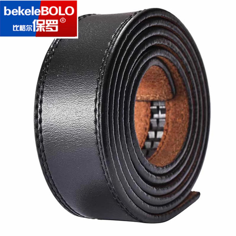 Ceinture en cuir véritable pour hommes, de haute qualité, 100% cuir de vache, sans boucle automatique, largeur de 3.5cm, de styliste ► Photo 1/6