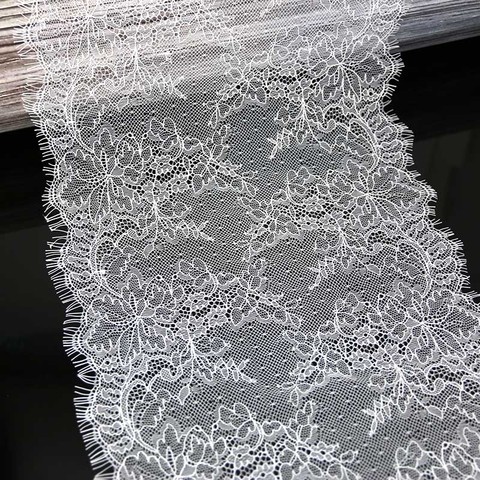 Tissu de dentelle cils blancs, accessoires pour robe de mariée, 3 mètres/lot, 26cm ► Photo 1/6