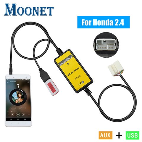 Moonet Voiture Audio USB AUX Adaptateur 3.5mm AUX Interface chargeur cd pour Honda Accord Pilote S2000 Civic CR-V QX003 ► Photo 1/6