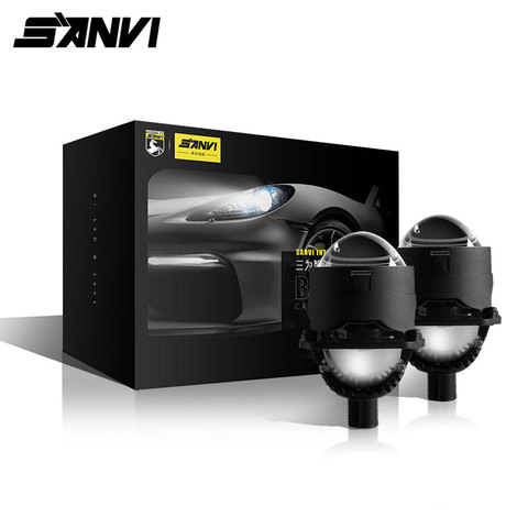Sanvi nouveau 2.5 pouces MINI Auto Bi projecteur LED lentille phare 35W 5500k voiture Auto LED phare H4 H7 9005 9006 lumière du projecteur ► Photo 1/6