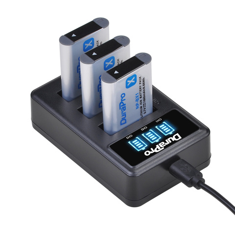 Lot de 3 batteries 1860mAH NP-BX1 NP-BX1 avec LED et 3 ports USB pour SONY DSC RX1 RX100 RX100iii M3 M2 WX300 HX300 HX400 HX50 HX60 ► Photo 1/6