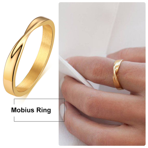 Bague de mariage pour femmes Mobius mince de 3mm, anneau torsadé en acier inoxydable, bague torsadée, amour infini, Gitfs ► Photo 1/6