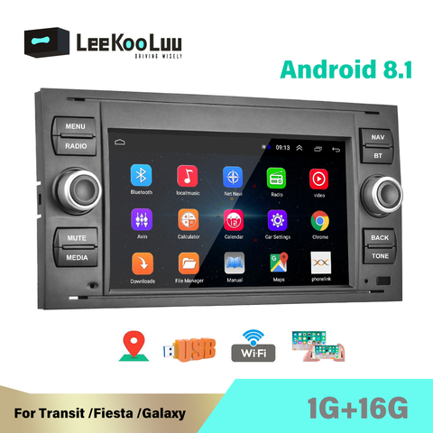 LeeKooLuu 2Din autoradio Android autoradio Navigation GPS lecteur multimédia pour Ford Focus 2 Mondeo S C Max Kuga Fiesta Fusion ► Photo 1/6