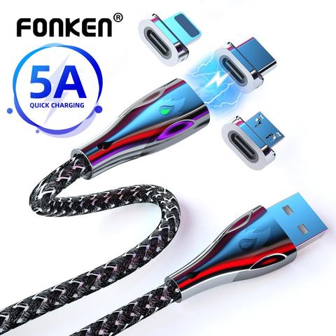 FONKEN câble magnétique 5A Micro USB C type-c câble Super rapide Charge pour téléphone Charge rapide pour Huawei P30 Mate30 cordon magnétique ► Photo 1/6