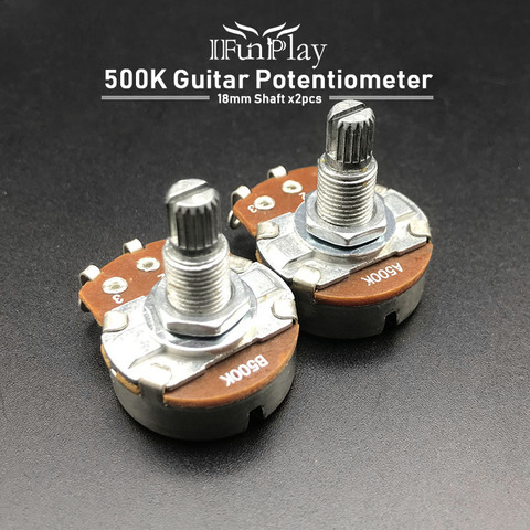 Potentiomètre de guitare électrique 2 pièces, A500K/B500K, avec arbre fendu de 18mm ► Photo 1/6