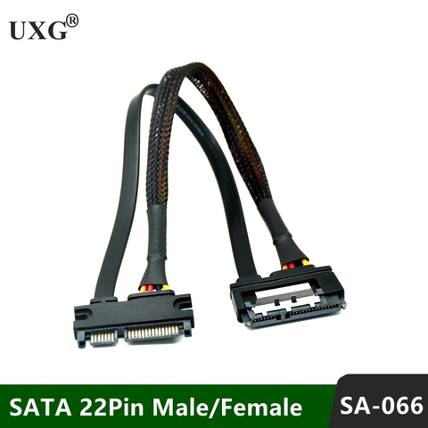 Câble d'extension SATA 3 3 6 Gb/s 22 broches mâle vers femelle 7 + 15 broches pour disque dur de données 30cm 50cm ► Photo 1/5