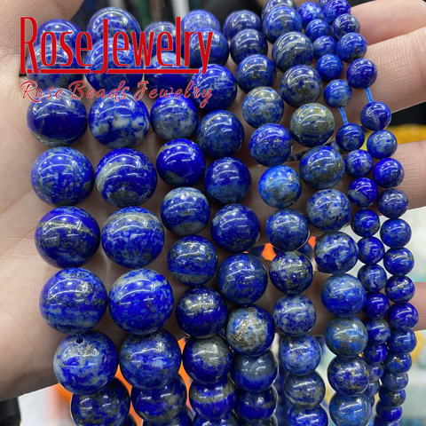 AAAAA naturel réel Lapis Lazuli pierre perles rondes perles en vrac 4 6 8 10 12 MM taille de choix pour la fabrication de bijoux Bracelet à bricoler soi-même 15 