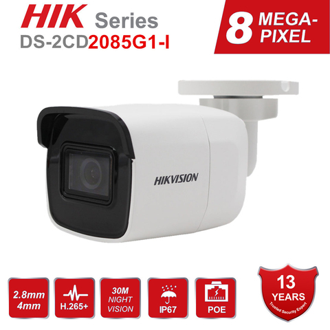 Hikvision-caméra de surveillance Bullet IP 8MP POE DS-2CD2085G1-I, Original, extérieur, vidéosurveillance 4K, Darkfighter, système infrarouge, 30M, jusqu'à 128 go, étanche IP67, en Stock ► Photo 1/6