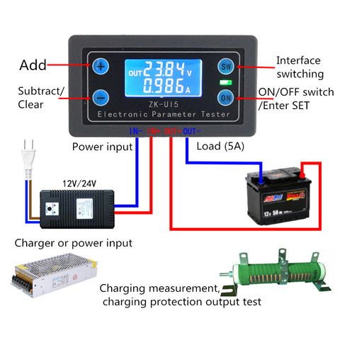 Voltmètre multifonction ampèremètre affichage LCD numérique Volt courant tension mètre testeur son lumière alarme tension indicateur DC 5V ► Photo 1/5