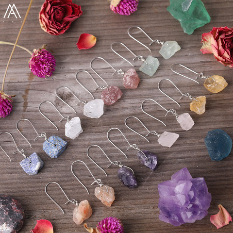 Boucles d'oreilles pendantes en fil de Bronze argenté, Quartz naturel, fraises, grosses perles, crochet, perles de pierre, goutte, bijoux ► Photo 1/6