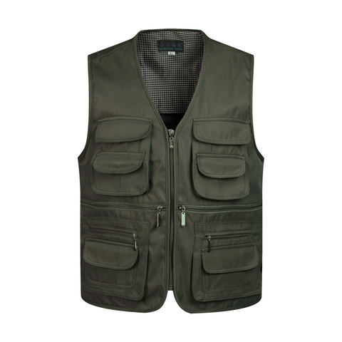 2022 hommes multi-poche classique gilet mâle sans manches déchargement solide manteau travail gilet photographe tactique maille gilet veste ► Photo 1/6