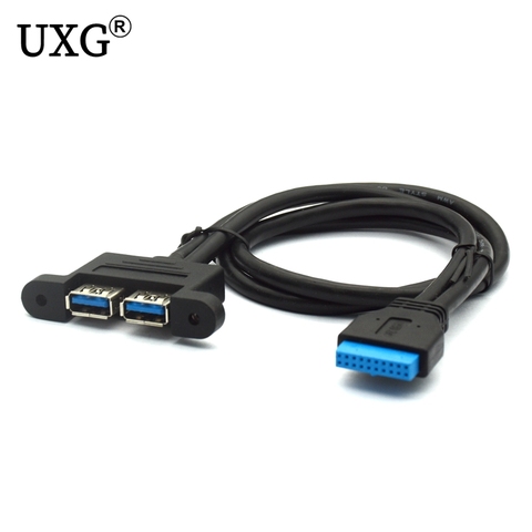 Câble USB 3.0 A vers carte mère, 20 broches vers 2 Ports femelles, 50cm, 17July6 ► Photo 1/6