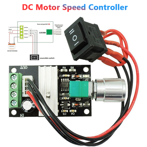 Contrôleur de vitesse de moteur à courant continu 6V 12V 24V 28V 3a 80W, PWM, vitesse réglable, pilote de moteur à courant continu, interrupteur de marche avant et arrière ► Photo 1/5