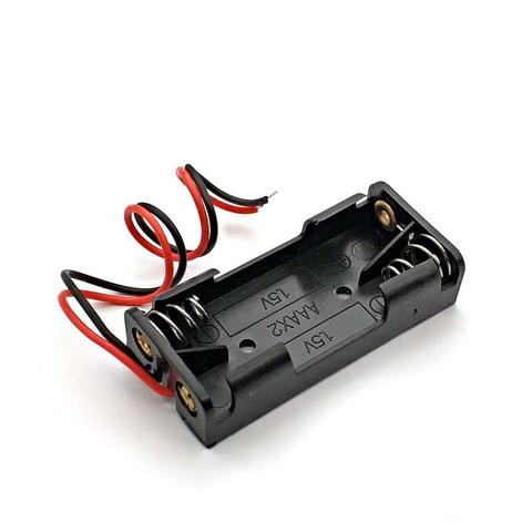 2x1.5 V AAA plastique noir ressort batterie boîtier de rangement support de batterie en plastique conteneur avec noir et rouge 150mm fils fils ► Photo 1/4
