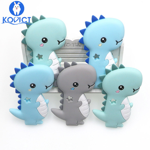 Kovict – anneau de dentition en silicone pour bébé dinosaure, rongeur, sans BPA, nourriture, attache-sucette, perles ► Photo 1/4