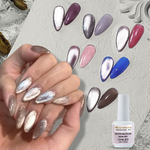 Nouveau 15ml tremper large 9D yeux de chat Gel magnétique vernis brillant argent UV Gel vernis à ongles émail laque paillettes vernis à ongles ► Photo 1/6