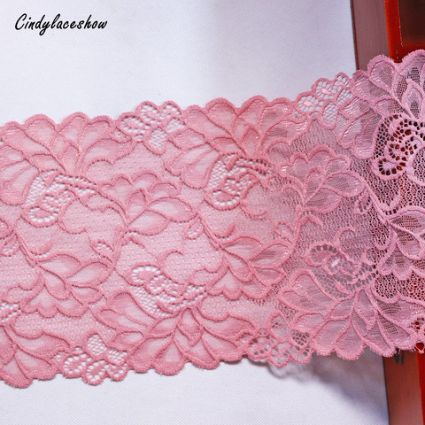 Ruban en dentelle extensible rose foncé, 2 Yards, 17.5 cm de large, feuilles, tissus élastiques en dentelle pour soutien-gorge, sous-vêtements, jarretelles, matériaux de couture ► Photo 1/6