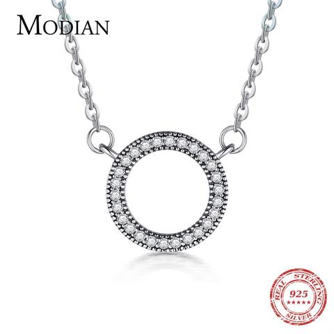 Modian-pendentif cœurs en argent Sterling 925, collier pour femmes, marque classique, cercle en zircone cubique transparente, bijou de luxe ► Photo 1/6