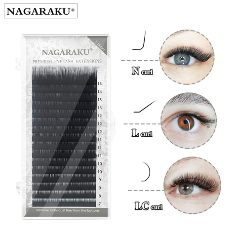 NAGARAKU – extensions de cils synthétiques, maquillage, boucles L LC N, mélange de 7-15mm, 16 lignes, cils individuels en vison de haute qualité ► Photo 1/6