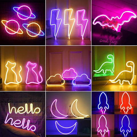 Applique murale LED en néon, 72 Styles, décoration de chambre à coucher, lampe de nuit suspendue arc-en-ciel, décoration de fête à domicile, cadeau de noël ► Photo 1/6