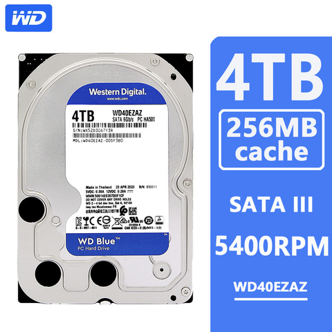 WD Blue-disque dur HDD, SATA III, 256 pouces, 35 pouces, pour ordinateur, 4 to, 5400 mo de Cache, 3.5 RPM, 4 to ► Photo 1/6