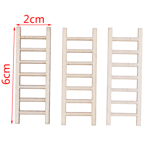 Poupée Miniature échelle en bois, échelle échelle en bois, outils de meubles, décoration de jardin féerique, 3 pièces/lot 1:12 ► Photo 1/6