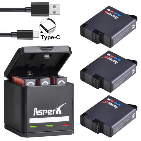 Batterie 3Pc pour GoPro Hero7 Hero 6 Hero 5 Hero 8 + chargeur 3 Ports USB avec Port de Type C pour GoPro Hero7 6 caméras d'action Hero5 ► Photo 1/6